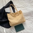 thumbnail image 4 of SPEKSEE Gingham Tote Bag Vintage Shoulder Tote Lightweight Shoulder Bag Gingham Large Capacity Handbag, 4 of 7