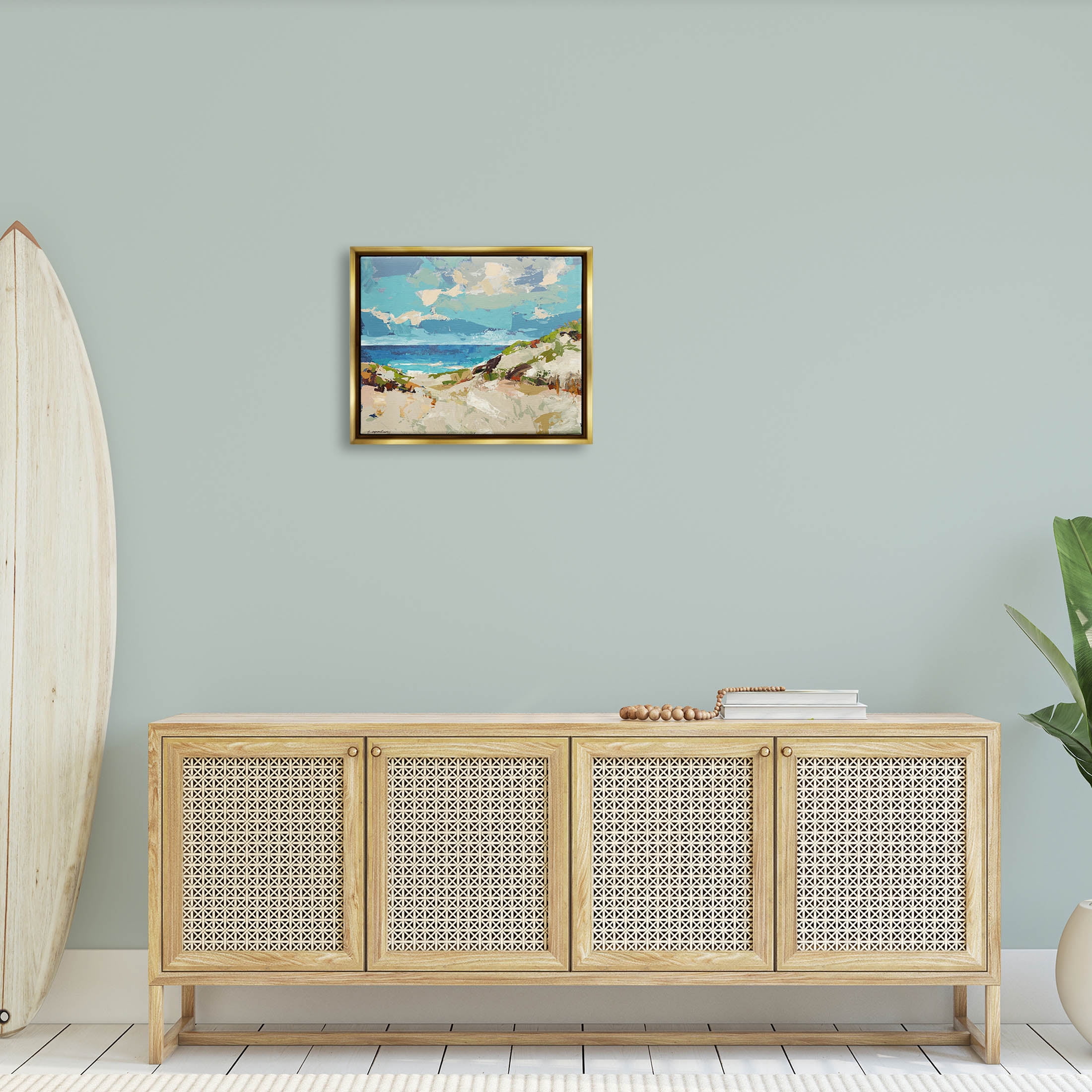 Abstract Beach Sky Landscape Landscape Painting Metallic Gold Framed Art Print Wall Art