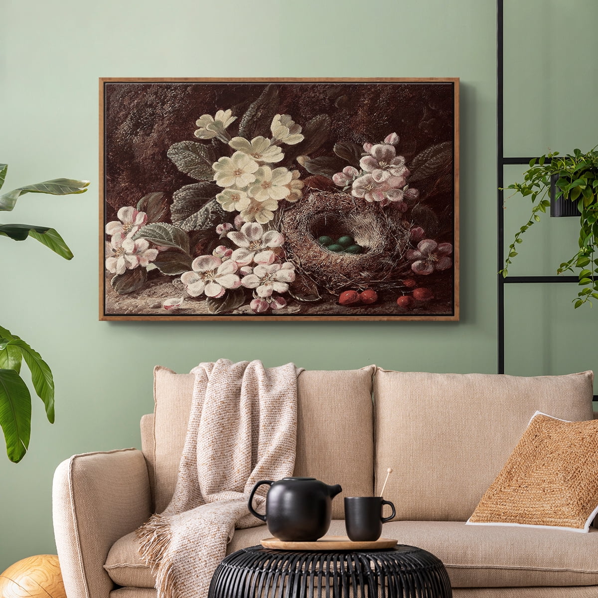 Vintage Botanical Print-LI By Wexford Home Framed in Walnut Wood Gallery Wrapped Canvas 27 in. x 41 in.