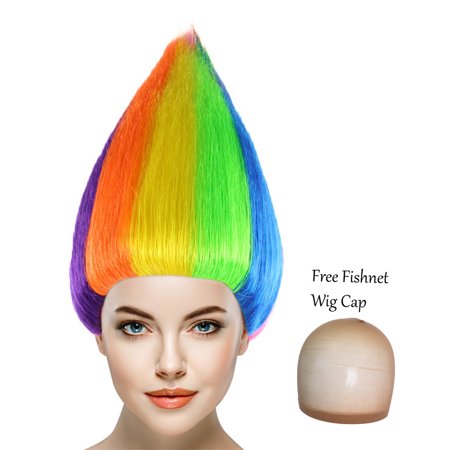 Cece Trolls Synthetic Hair Wigs w/ Wig Cap Cosplay Costume Party Halloween Colorful