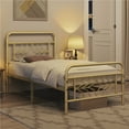 thumbnail image 3 of Topeakmart Modern Twin Size Metal Bed with Headboard and Footboard, Antique Gold, 3 of 8