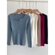 thumbnail image 2 of Suéter básico ajustado con cuello en V y botones para mujer, Jersey de punto, Tops suaves y cálidos, otoño e invierno, 2024, 2 of 5