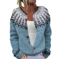 thumbnail image 2 of JIAYUE Autumn Winter Outerwear For Women Jacquard Long Sleeve Relaxed Fit Button Sport Style Knitted Sweater Cardigan For Women Cool Weather Soft Wear, 2 of 4
