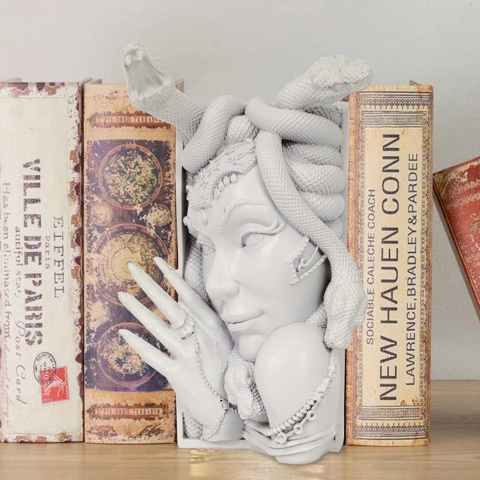 Medusa Statue Bookends, Decorative Plastic Sculpture for