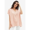 thumbnail image 3 of Ellos Women's Button-Front Linen-Blend Tunic Tunic, 3 of 3
