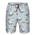 thumbnail image 3 of Honeii's Spaceship Print Men's Casual Shorts with Drawstring，Swim Trunks Quick Dry Beach Shorts, 3 of 5