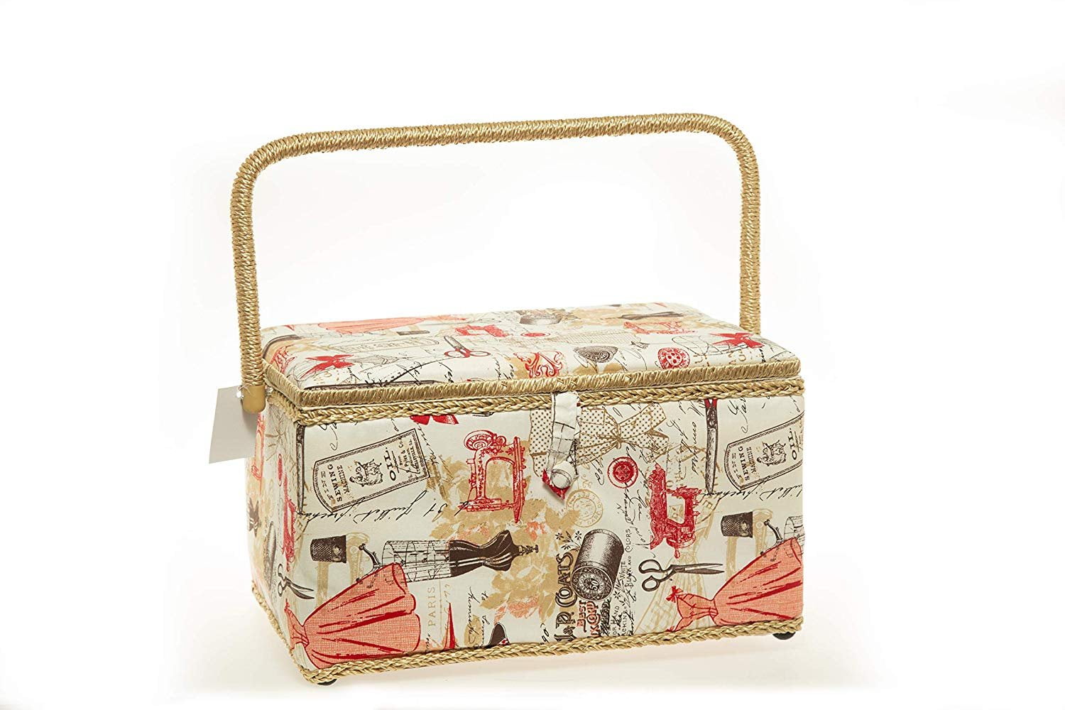 Large Rectangle Sewing Basket with Tray Pincushion 11.5"x7"x 6.5