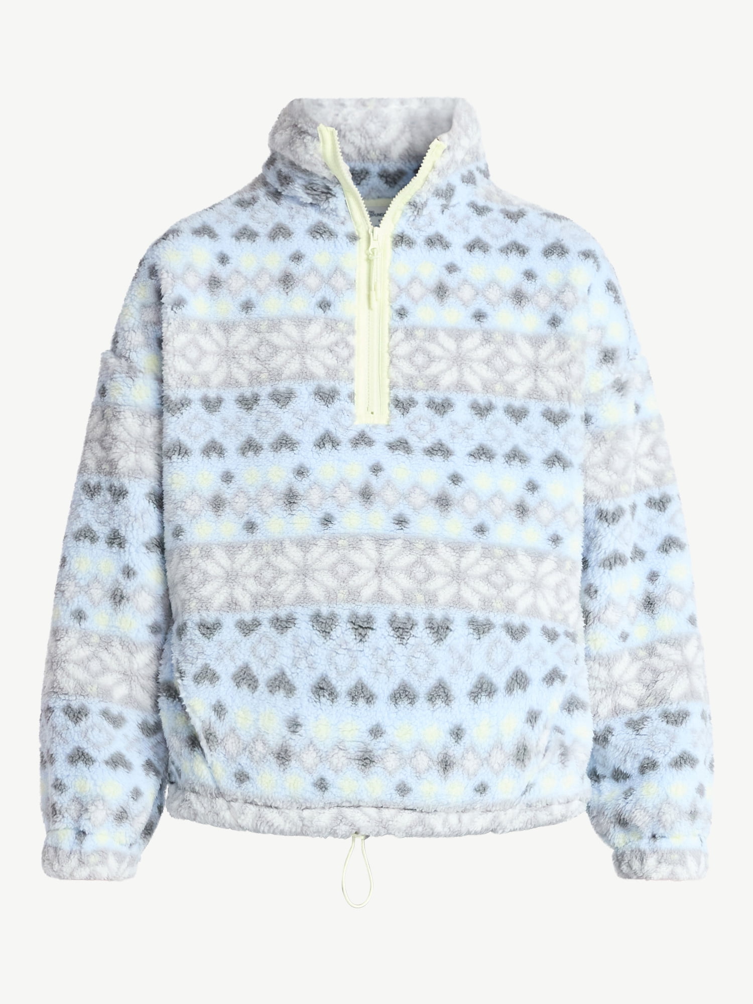 No Boundaries Plush Half-Zip Pullover, Women's and Plus Sizes XXS-XXL