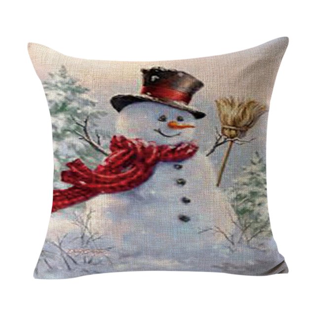 Funda de cojín de Navidad, decoración de Navidad interior, almohada de Navidad, funda de almohada de cojín, copo de nieve de Navidad Papá Noel cojín de lino decorativo para el hogar C Wmkox8yii HFSH4417
