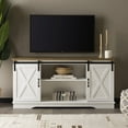 thumbnail image 2 of 58 inch Wood Sliding Barn Door TV Stand, Media Center Console Table TV Cabinet with Removable Shelf,  White, 2 of 12