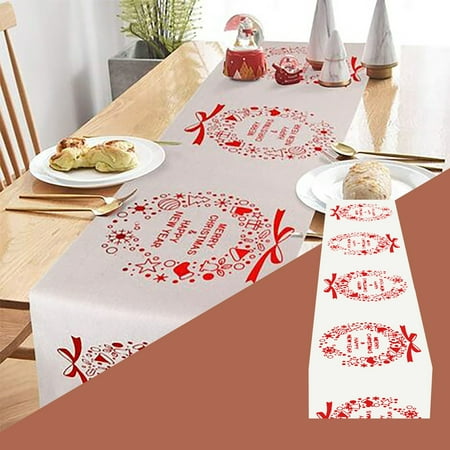 

BTJX Christmas decoration Christmas Decoration Supplies Creative Christmas Cotton And Linen Printed Tablecloths Table Flags Christmas Desktop Decoration Supplies