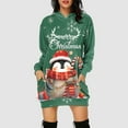 thumbnail image 2 of Drie Women Christmas Sweatshirt Dress Hoodie Dress Long Sleeve Dresses Hooded Crew Neck Xmas Sweatshirt Pri Green,2XL, 2 of 4