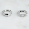 thumbnail image 2 of 14k White Gold Plated 0.40Ct Baguette Cut Lab Created Diamond Dainty Gift Huggies Earrings, 2 of 2