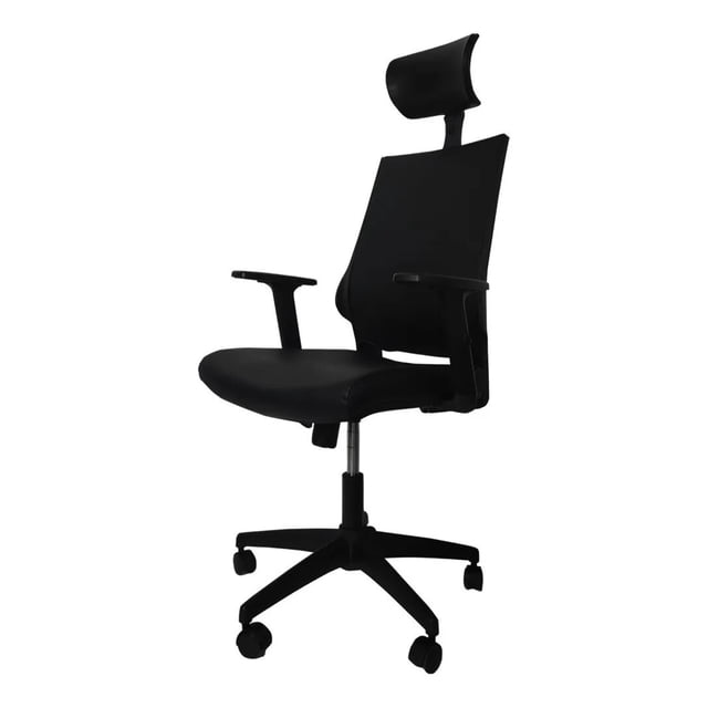 Sillón Ejecutivo negro con cabecera y descansabrazos en Vinipiel Manuel Delgado Silla oficina