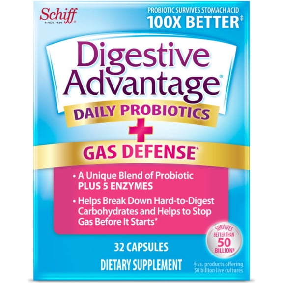 Digestive Advantage-Fast Acting Enzymes   Daily Probiotic - Capsules, 32 ea (Pack of 4)