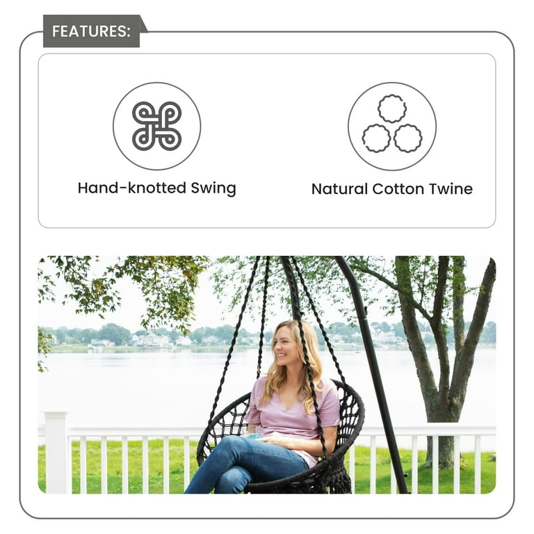 Bahia Macrame Hammock Chair Hanging Chair for Bedroom Rope Boho