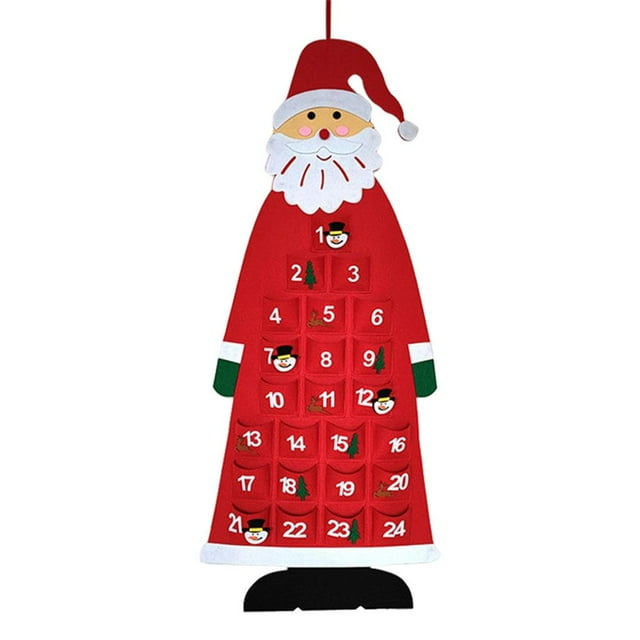 veasfak Advent Calendar Mantelpiece Tree -Pocket Wall Hanging for Rooms Classroom Red