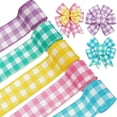 thumbnail image 5 of Spring Wired Edge Ribbon, 5 Yards Pastel Buffalo Plaid Fabric Ribbon for Crafts - 2.5 Inch Wired Ribbon for Easter Wreath Bow Making, DIY Decor, Gift Wrapping and Holiday Crafts, 5 of 5
