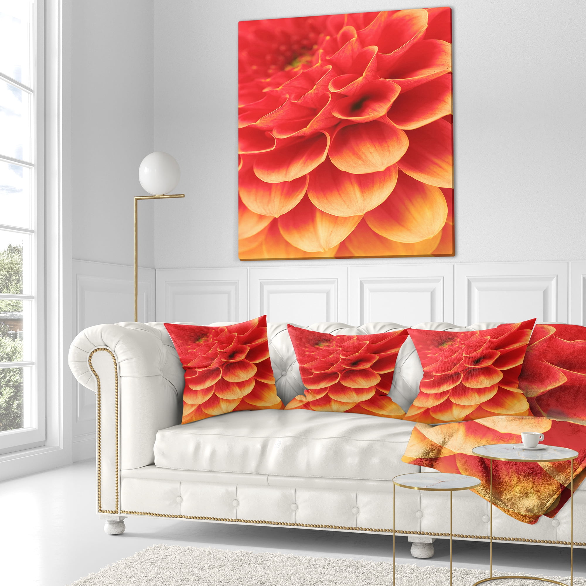 Designart 16" x 16" Orange Polyester Throw Pillow