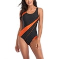thumbnail image 3 of Women's One Piece Swimsuit Fashion Sports Solid Color with Removable Bra Pads No Underwire for Beach Swimming Vacation,Orange,L, 3 of 9