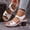 White, variant on Women's Dress Sandals Hollow Buckle Peep Toe Low Block Heel Comfort Shoes Office Work Commute Summer