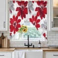thumbnail image 3 of Swag Valance Curtains for Windows, Red Spring Floral Light Filtering Kitchen Curtains with Rod Pocket, Summer Flowers Botanical Decorative Window Treatment Valances for Living Room, 36x45 - 2 PCS, 3 of 9