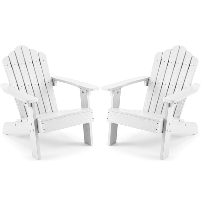 Gymax Chaise Adirondack pour Enfants Chaise d'Extérieur pour Enfants avec Dossier Haut Incliné Blanc