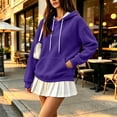 thumbnail image 6 of Yungyresw Solid Color Sweatshirs for Women Drawstring Hoodie Ribbed Hem Long Sleeve Pullover Oversized Fit Kangaroo Pocket Winter Layering, 6 of 8