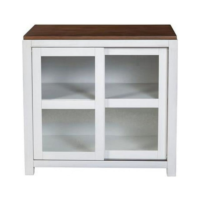 Alpine Furniture 3737-34 Donham Small Display Cabinet, Two-Tone Mystic Brown & White