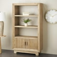 thumbnail image 2 of DecMode 40" x 69" Light Brown Wood 3-Tier Shelving Unit with Natural Wood Grains, 1-Piece, 2 of 9