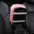 thumbnail image 2 of Deago Auto Center Console Pad Furry Sheepskin Wool Car Armrest Seat Box Cover Protector Universal Fit (Pink), 2 of 9