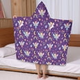 thumbnail image 5 of Purple Fairy Unicorn Pattern Hooded Bath Towel，50"x30" for Ages 3 To 12 Kids, Quick Dry Lightweight Soft Microfiber Hood Beach Towel Cover Up for Kids, 5 of 7