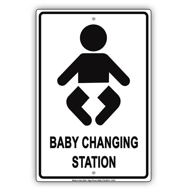Baby Changing Station With Graphic Designated Restroom Alert Caution