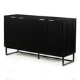 thumbnail image 3 of EYYTHUNG 4 Door Fluted Sideboard Buffet Cabinet, Modern Accent Storage Credenza with Adjustable Shelves, Black, 3 of 7