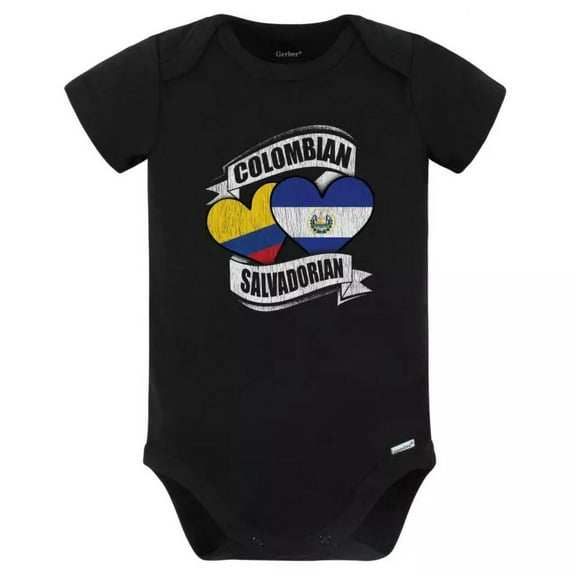 Baby Bodysuit BELLA CANVAS Colombian Salvadorian Hearts Colombia El Salvador Flags Baby Bodysuit