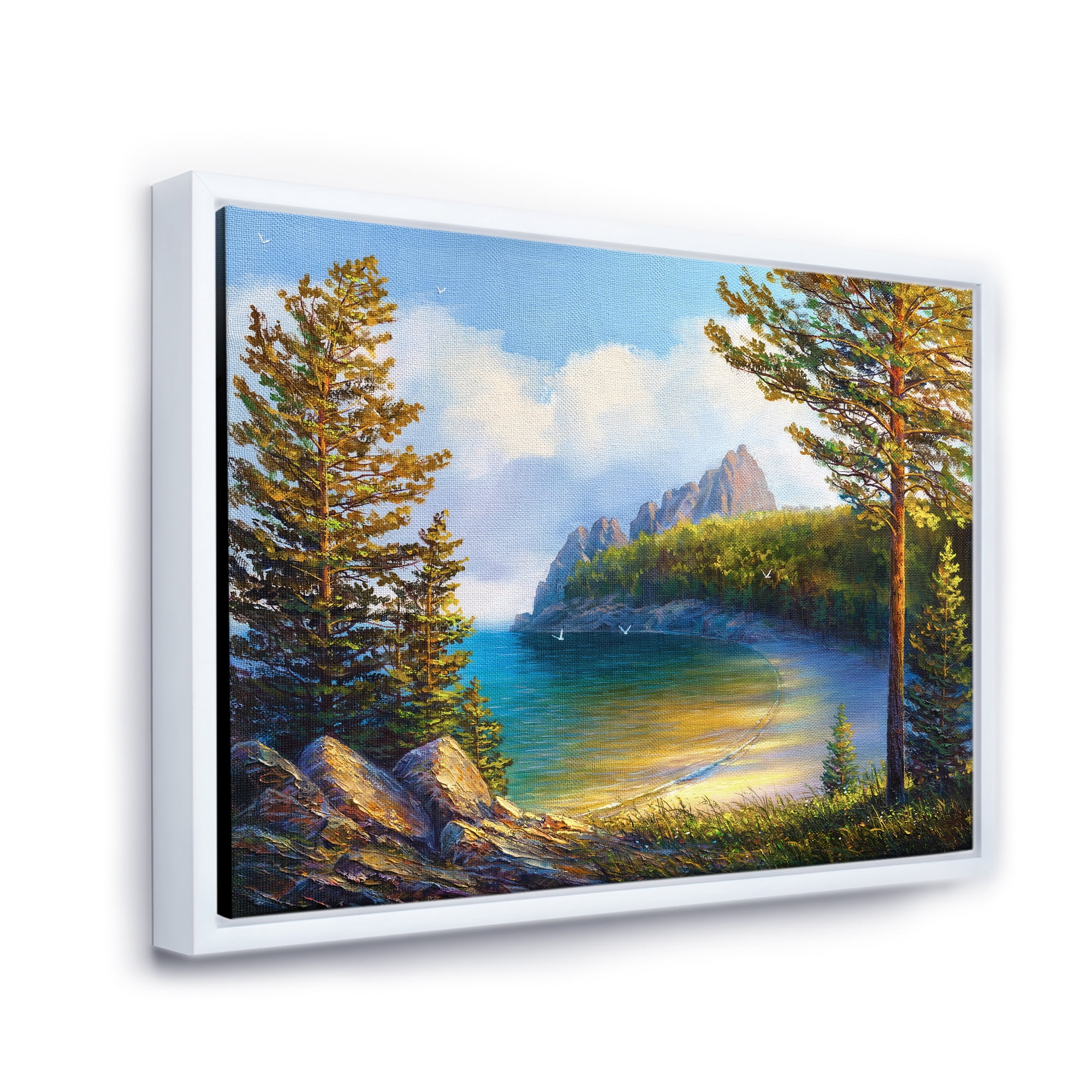 Designart 'Sunrise By The Wild Beach' Nautical & Coastal Framed Canvas Wall Art Print