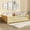 Natural#2, variant on Twin Size Adjustable Bed Base, Twin Size House Floor Wooden Bed with Roof Frame,Safety Guardrails,Natural (Old Sku W504P286404), Natural Bed Frames,Rubber Wood Platform Bed Frames