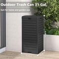 thumbnail image 3 of 31 Gal Resin Outdoor Trash Can with Double Lid & Drip Tray – Black Kitchen Waste Bin for Patio, Compatible with 33-40 Gal Trash Bags, 3 of 10