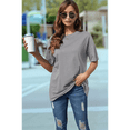 thumbnail image 4 of Camiseta Básica de Corta con Cuello en V, Gris , Talla M, 4 of 5
