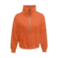 thumbnail image 3 of Hpapadks Sweatshirt for Women Fashion Casual Half Zipper Long Sleeve Stand Collar Plus Fleece Solid Hoodies for Women Orange M, 3 of 3