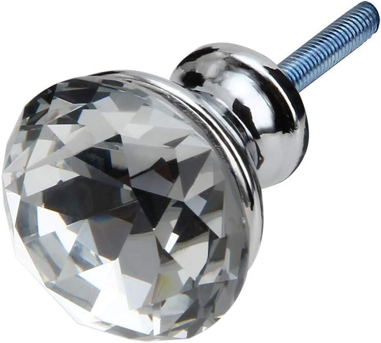 Silverline 10 Pack Extra Shinny 30mm Crystal Glass Drawer Pulls Clear Cabinet Diamond Knobs with Large Base