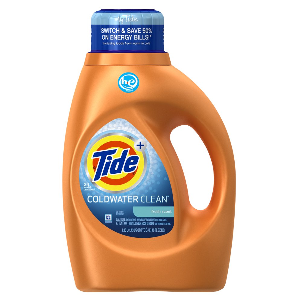 Tide Coldwater Clean Liquid Laundry Detergent, Fresh Scent, 46 Oz, 24