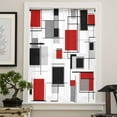 thumbnail image 4 of Red Grey Black Semi Sheer Curtains Drapes for Living Room, Bedroom, French Doors Window 84 Inches Long, Geometric Abstract Art Modern Irregular Rod Pocket Chiffon Curtain Drapery Voile Drape Panel, 4 of 6