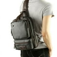 thumbnail image 2 of A Mo Tis Leather Backpack Bag trend of Korean men's casual outdoor sport for men chest Bag Satchel,Black, 2 of 2