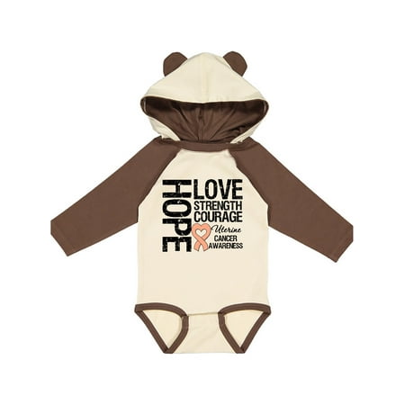

Inktastic Uterine Cancer Hope Love Strength Gift Baby Boy or Baby Girl Long Sleeve Bodysuit