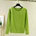 thumbnail image 5 of Letdown Long Sleeve Thermal Underwear Shirts Top for Women Crewneck Seamless Lightweight Base Layer Undershirt Tees Tops Slim Fit (Green, XXL), 5 of 5