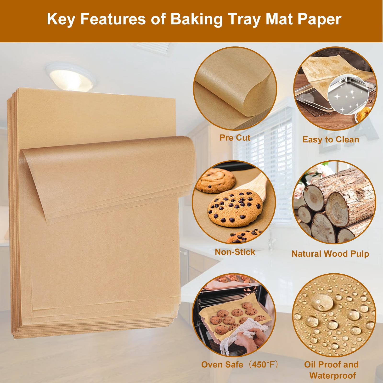 WVacFre Parchment Paper Baking Sheets Mat Non Stick Oven Liners Pre Cut Baking Sheets 300 Pcs 12"x16"Oil Resistant Waterproof