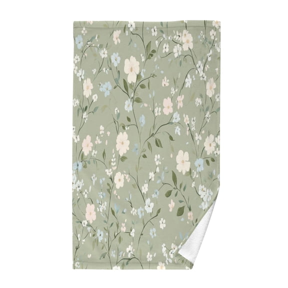 Pure Cotton Face Towel 16x28 Inches Hand Towel Bath Towel Hand Bath Towels Soft Good Water Absorption for Washing Face Wiping Face Green Flower