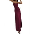 thumbnail image 2 of Women'S Basic Lounge Slip Long Dress Elegant Sleeveless Backless Ribbed Bodycon Maxi Dresses Claret S, 2 of 8