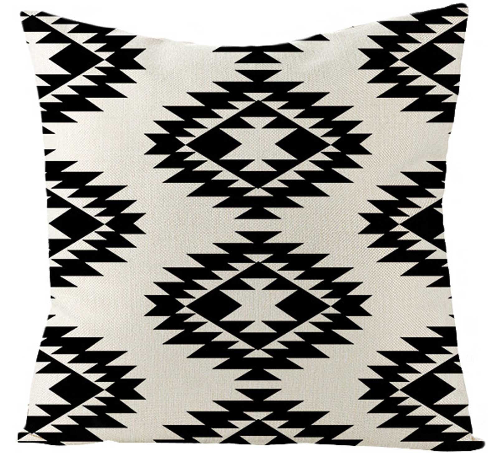 18" Geometric Black & White Pillow Case Linen Throw Sofa Couch Cushion Cover New 